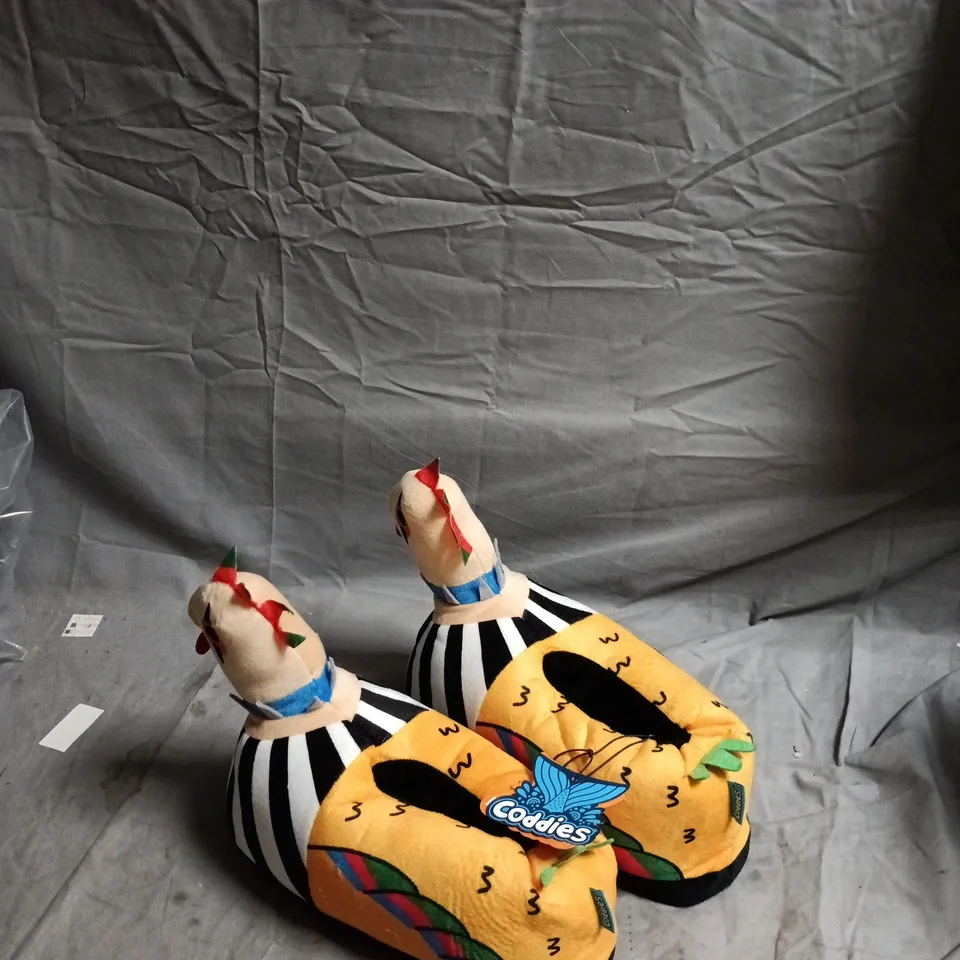 CODDIES PLUSH TURKEY SLIPPERS – NOVELTY INDOOR FOOTWEAR SIZE LARGE