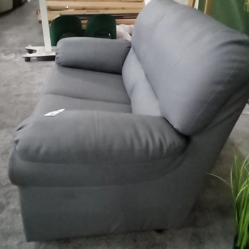 QUALITY DESIGNER 2 SEATER SOFA - DARK GREY LEATHER