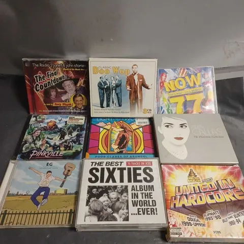 APPROXIMATELY 20 ASSORTED CD ALBUMS TO INCLUDE - NOW THATS WHAT I CALL MUSIC 77 , UNITED IN HARDCORE , CLASSIC DOO WOP ETC