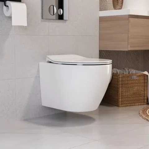 BOXED DEERVALLEY 1.28L LPF ELONGATED WALL MOUNTED WALL HUNG TOILET (1 BOX)