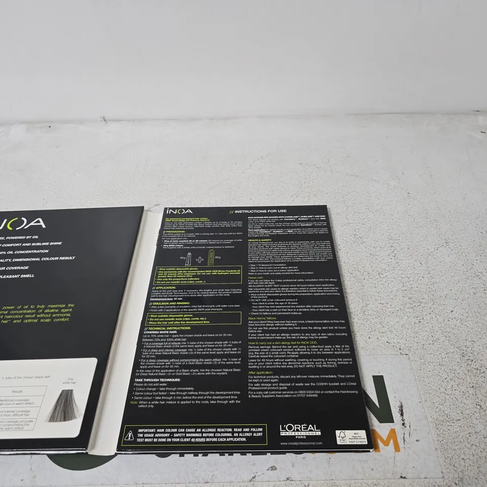 L'ORÉAL PROFESSIONNEL INOA PROFESSIONAL HAIR COLOR PRODUCT AND SHADE GUIDE
