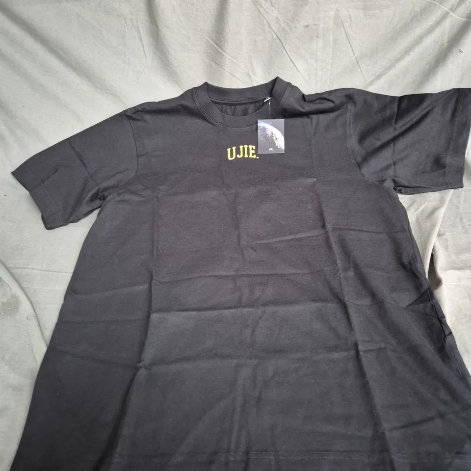 UJIE VANESSA BLACK T-SHIRT – DEATH IS LIFE PRINT – UK SIZE S