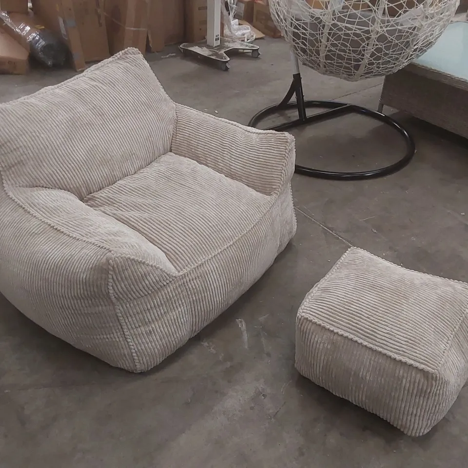 LARGE CORDUROY BEAN BAG WITH FOOTSTOOL