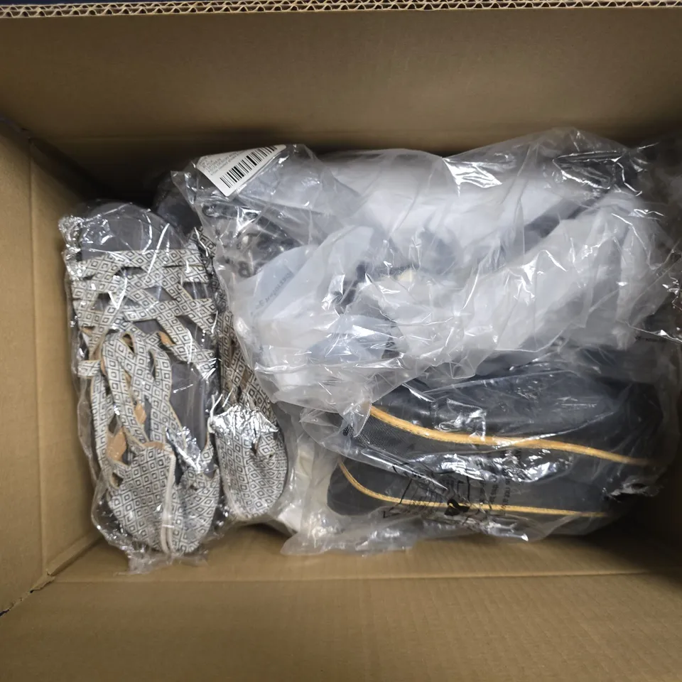 APPROXIMATELY 10 ASSORTED PAIRS OF SHOES AND FOOTWEAR ITEMS IN VARIOUS STYLES AND SIZES TO INCLUDE ASOS, VERY, FULIUHAI, ETC