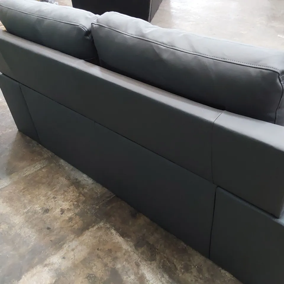 DESIGNER TWO SEATER SOFA GREY LEATHER 