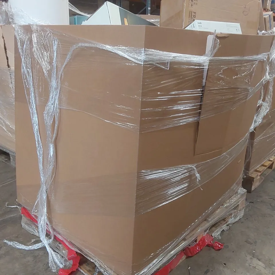 PALLET TO CONTAIN A VERY LARGE QUANTITY OF DESIGNER INDOOR LIGHTING PRODUCTS TO INCLUDE: FLOOR LAMP, CEILING LIGHT, WALL LIGHT ECT