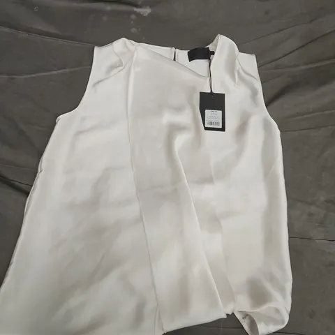 MINT IVORY SATIN SCARF NECK TOP - UK 8