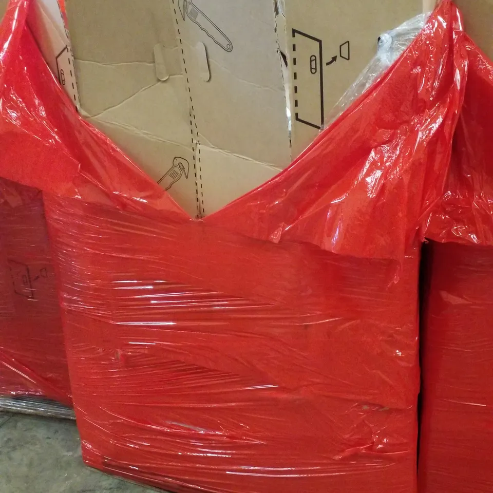 PALLET CONTAINING ASSORTED PRODUCTS INCLUDING BED RAIL, RETRACTABLE SAFETY GATE, PICTURE FRAMES & SKATRO BOARD