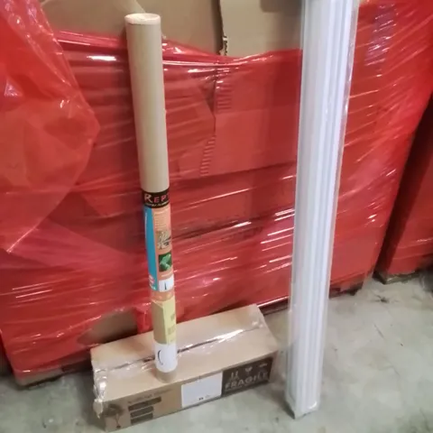 PALLET OF ASSORTED HOUSEHOLD GOODS AND PRODUCTS TO INCLUDE;ARTIFICIAL OLIVE TREE,REPTILE FLUORESCENT LAMP,ROLLER BLINDS