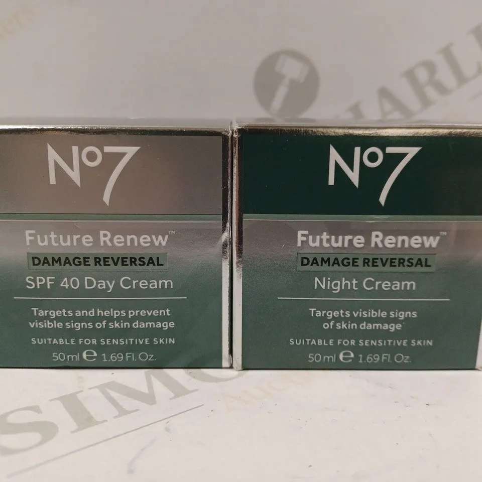 BOX OF 2 NO.7 FUTURE RENEW DAMAGE REVERSAL PRODUCTS TO INCLUDE DAY CREAM & NIGHT CREAM 