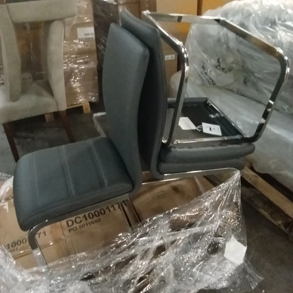 SET OF 6 DESIGNER FAUX LEATHER DINING CHAIRS