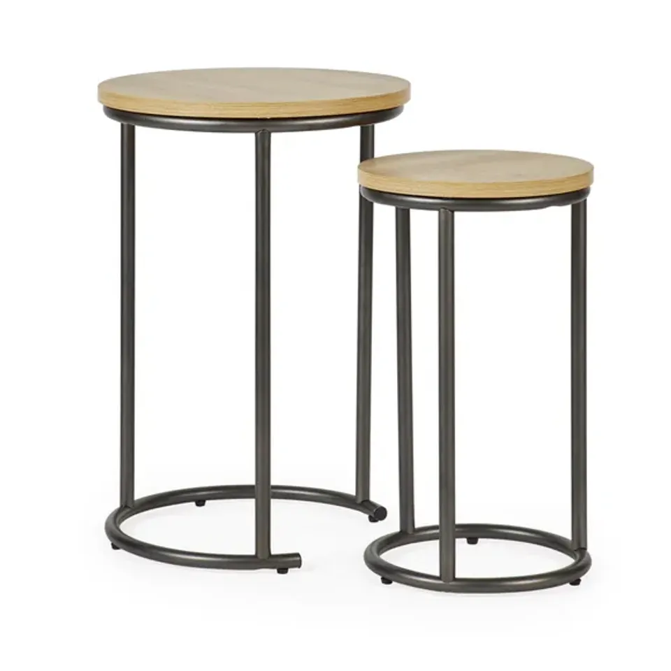 BOXED FULTON ROUND NEST OF TABLES - OAK