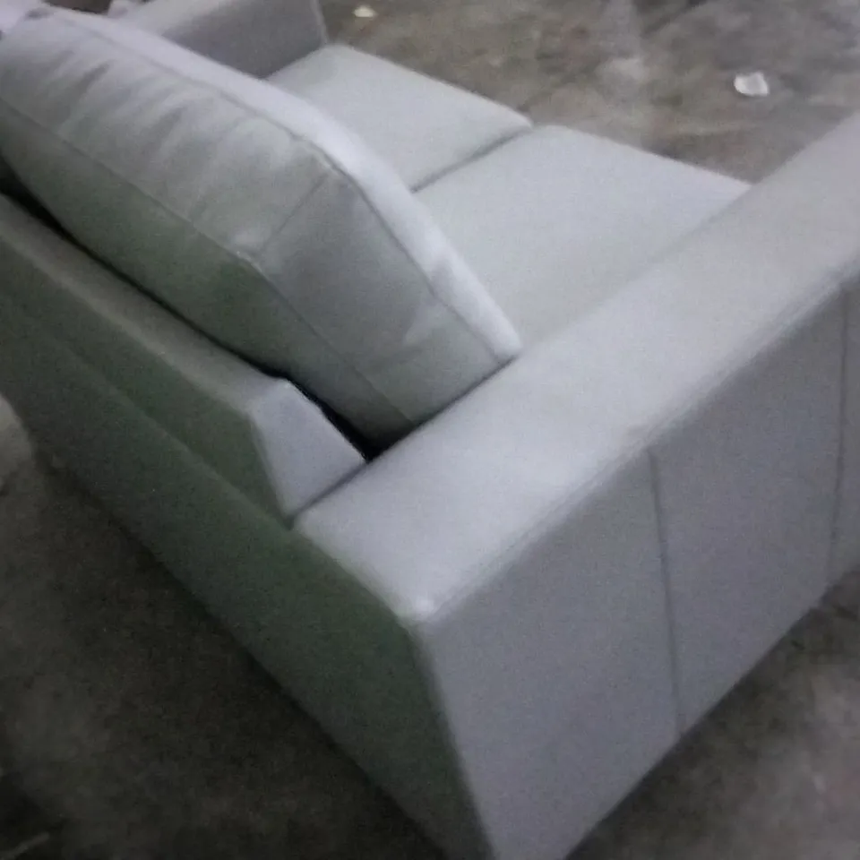DESIGNER LIGHT GREY LEATHER MODERN DESIGN 2 SEATER SOFA