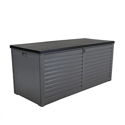 BOXED CHARLES BENTLEY 490L LARGE OUTDOOR GARDEN PLASTIC STORAGE BOX, GREY (1 BOX)