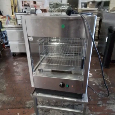 STAINLESS STEEL COMMERCIAL HEATED DISPLAY CABINET/HEATING CUPBOARD ON STAND