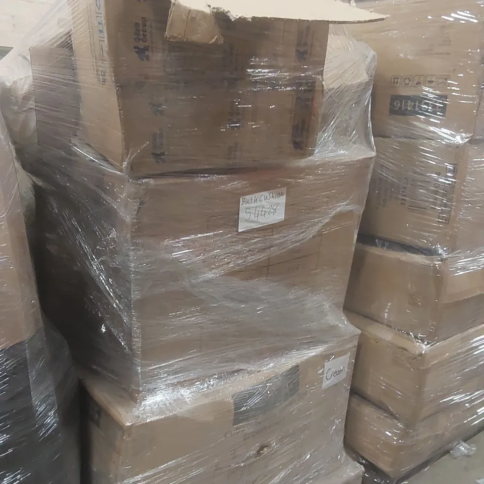 PALLET CONTAINING A VERY LARGE QUANTITY OF ASSORTED GARDEN CUSHIONS