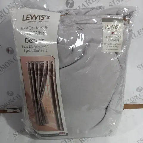 LEWIS DENVER FAUX SILK FULLY LINED EYELET CURTAINS - 228X182CM