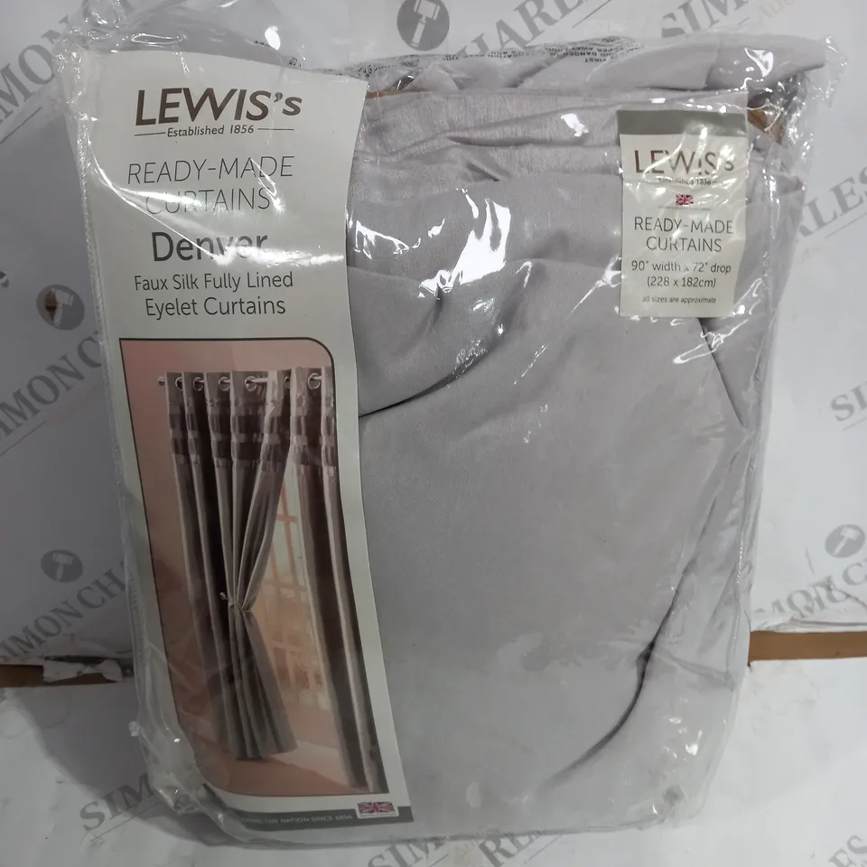 LEWIS DENVER FAUX SILK FULLY LINED EYELET CURTAINS - 228X182CM