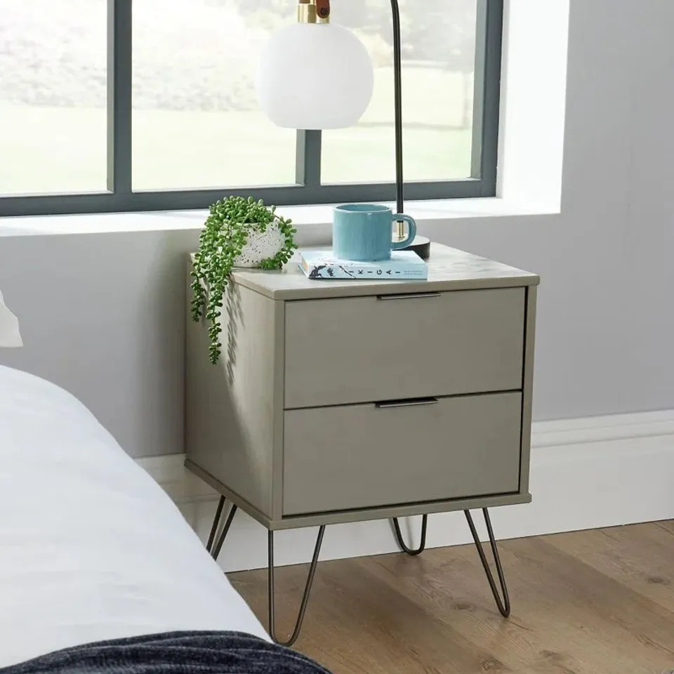 BOXED ROTHLEY SOLID WOOD BEDSIDE TABLE - ACACIA GREY (1 BOX)
