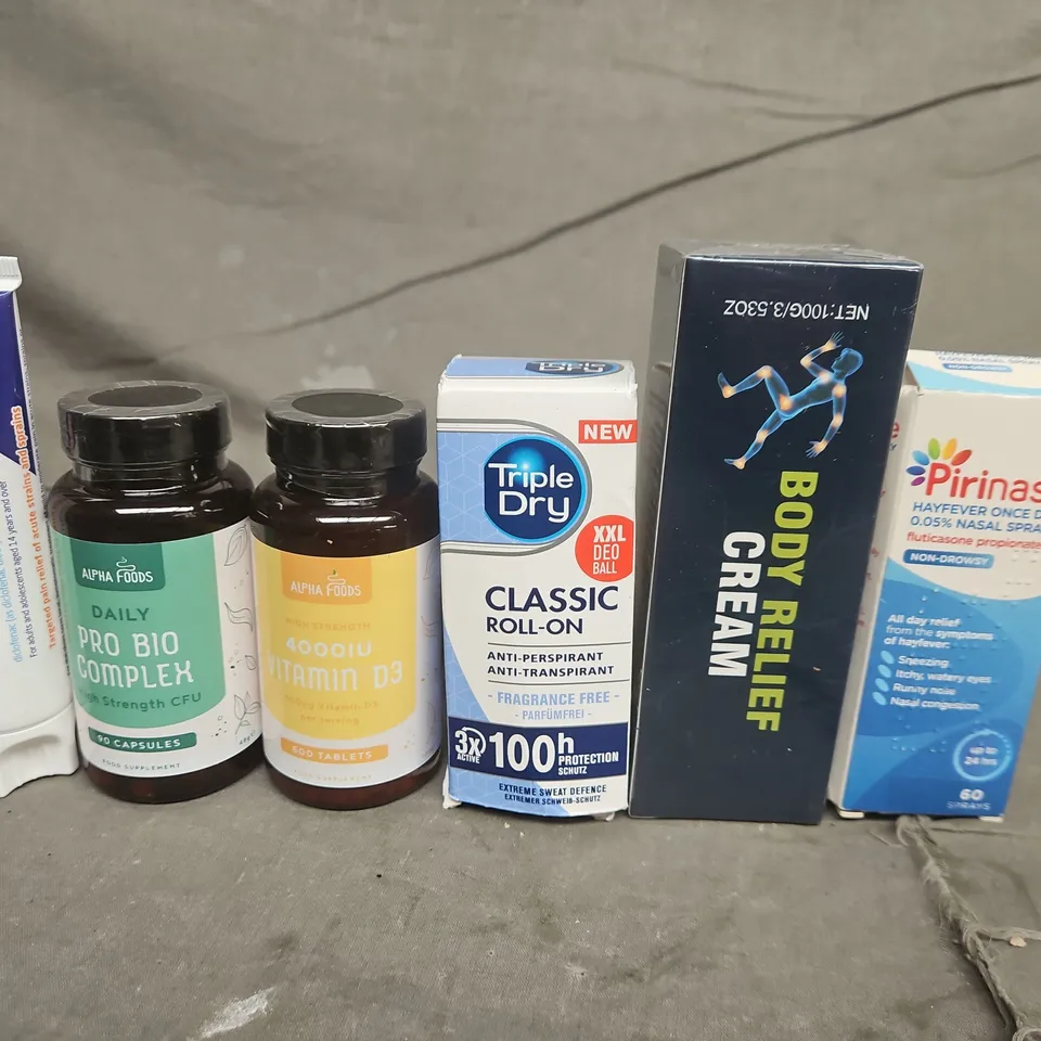 APPROXIMATELY 10 ASSORTED HEALTH & BEAUTY ITEMS: VITAMINS, SUPPLEMENTS, DEODORANT & NASAL SPRAY