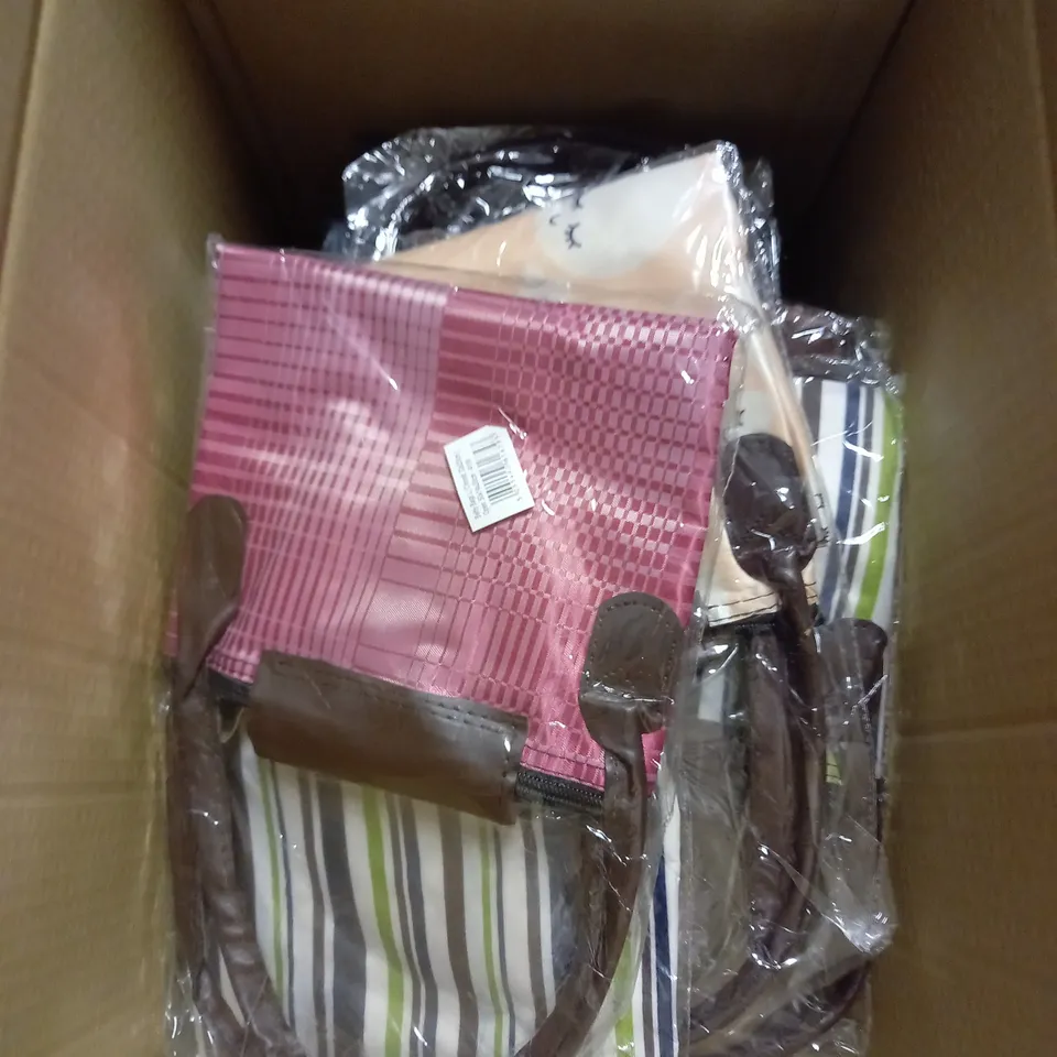 BOX OF APPROX 15 BETTY BAGS IN ASSORTED COLOURS AND PATTERNS