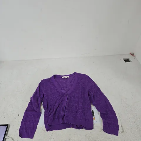 SEASALT CORNWALL WOMEN’S PURPLE ORGANIC COTTON KNIT CARDIGAN – UK 10