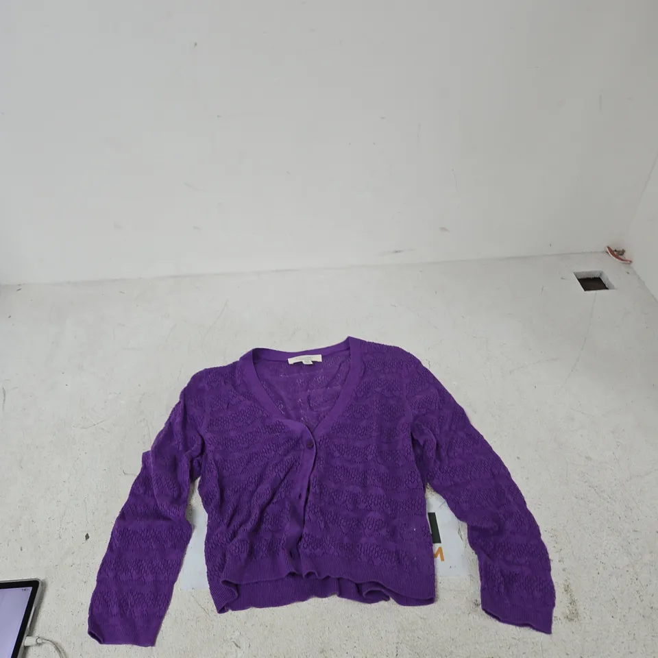 SEASALT CORNWALL WOMEN’S PURPLE ORGANIC COTTON KNIT CARDIGAN – UK 10
