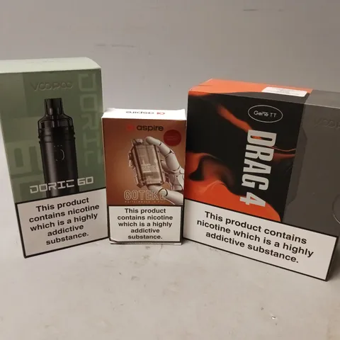 APPROXIMATELY 20 VAPES & E-CIGARETTES TO INCLUDE VOOPOO DRAG 4, ASPIRE GOTEK X, VOOPOO DORIC 60, ETC
