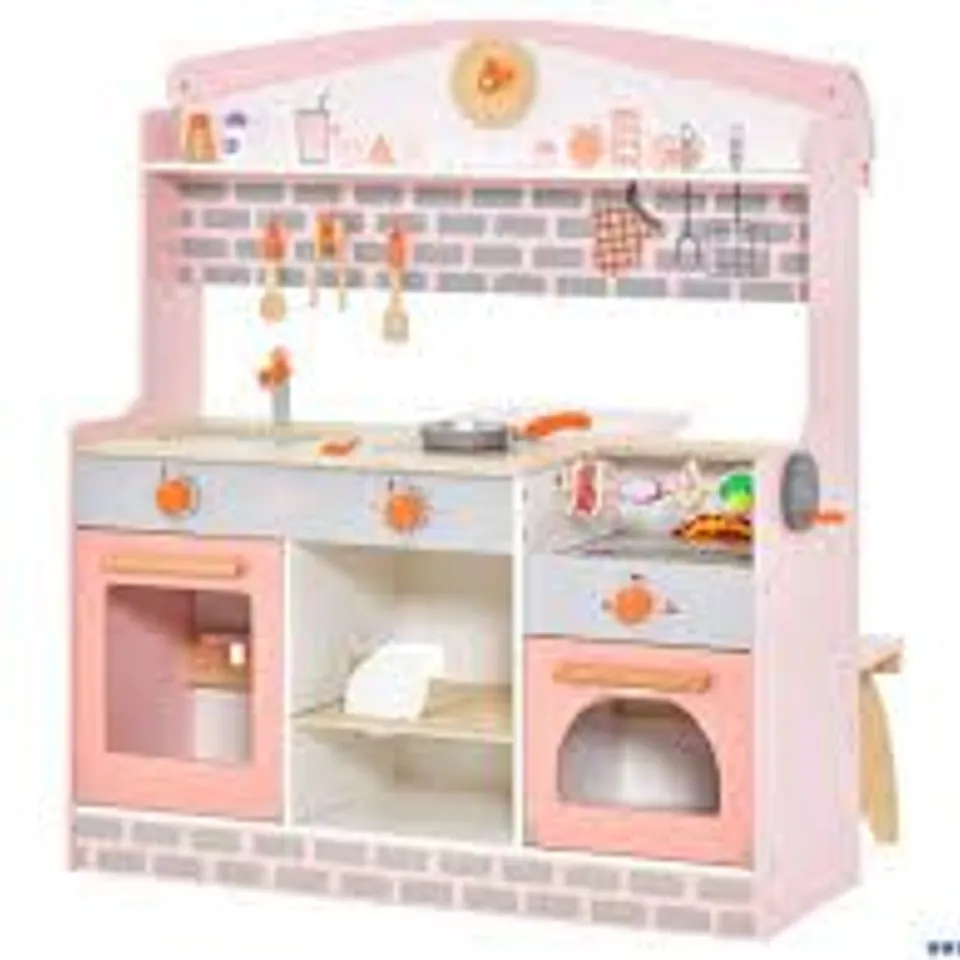 BOXED COSTWAY DOUBLE-SIDED PLAY KITCHEN WITH SEATING AND ACCESSORIES