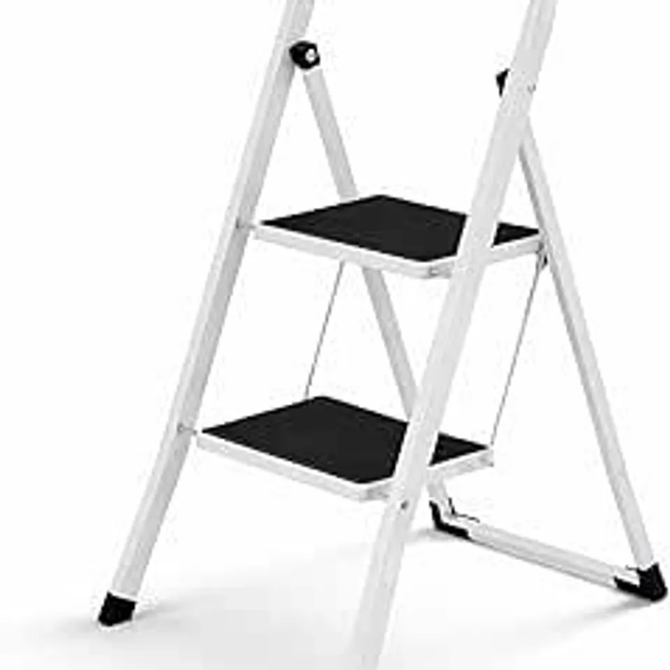 BOXED FOLDABLE 2 STEP LADDER STEPLADDER NON SLIP TREAD SAFETY STEEL