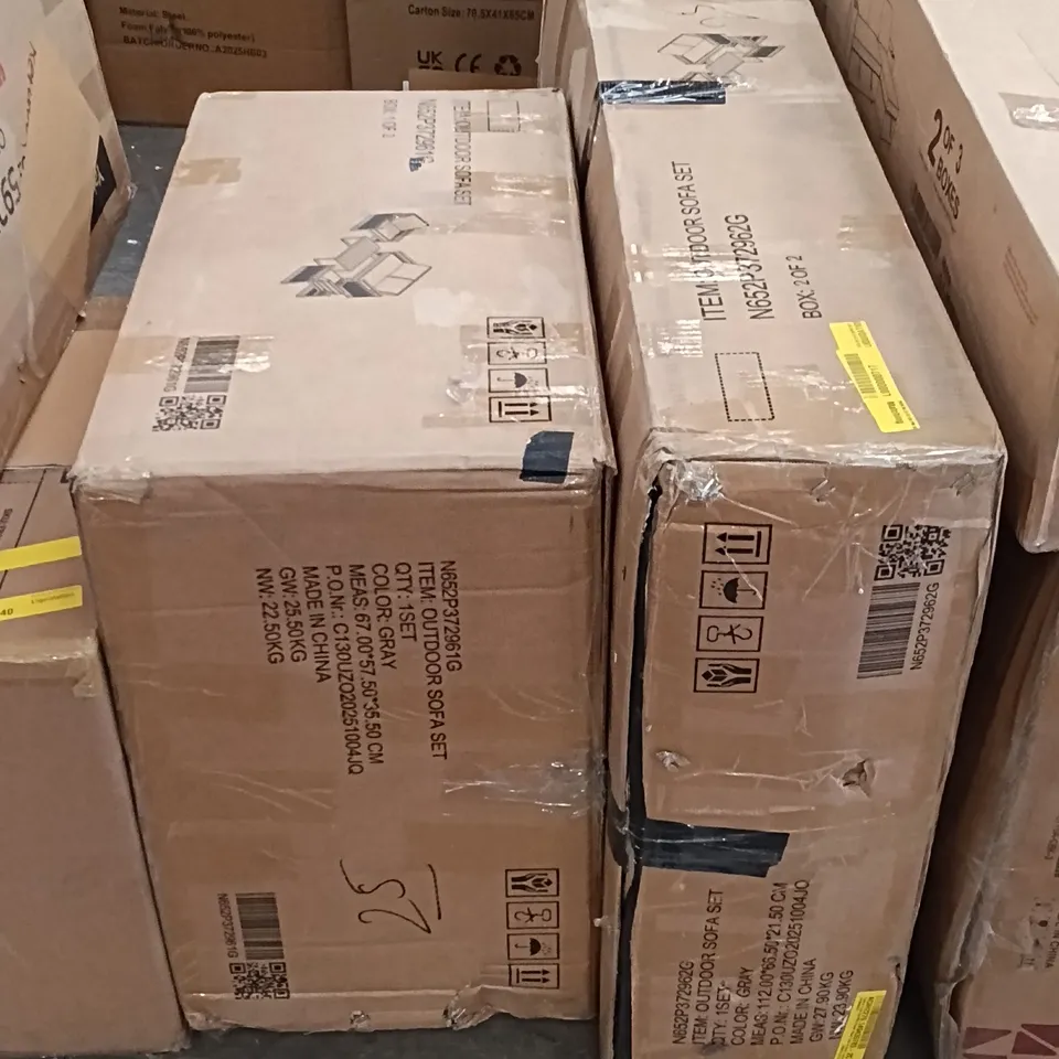 BOXED OUTDOOR SOFA SET - DARK GREY (2 BOXES)