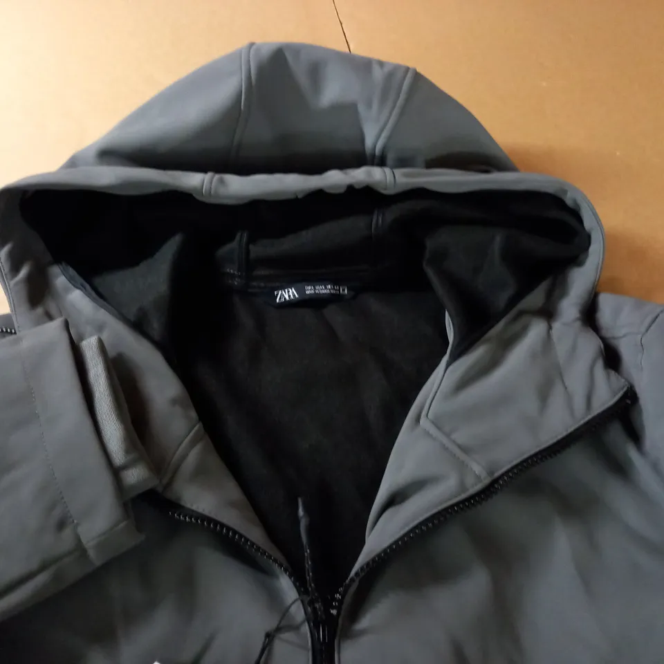 ZARA GREY ZIP THROUGH COAT - L
