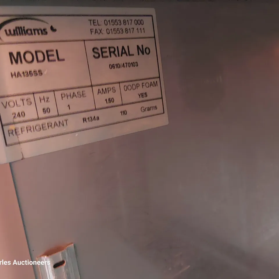 WILLIAMS UNDERCOUNTER FRIDGE HA135SS