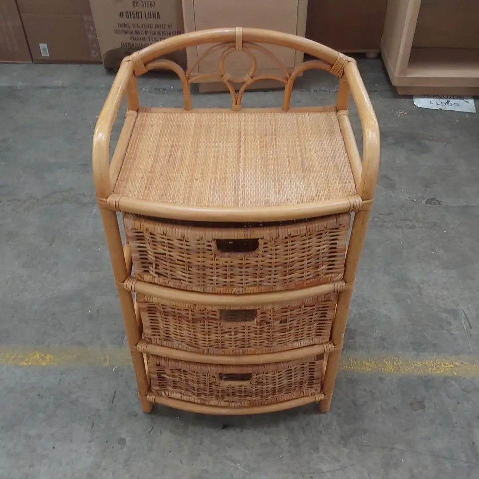 DESIGNER RATTAN 3 DRAWER CABINET