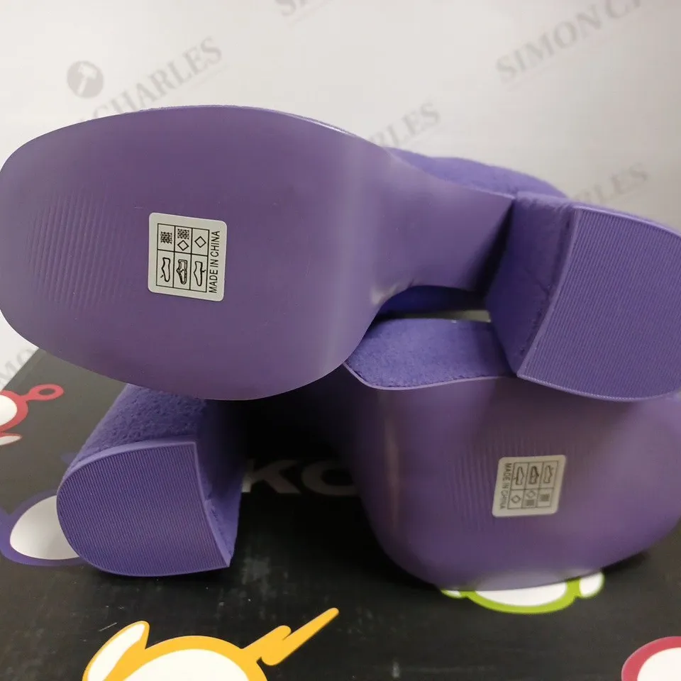 KOI VEGAN TINKY WINKY FLUFFY PLATFORM BOOTS - PURPLE SIZE 6