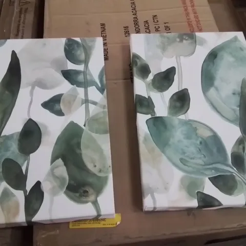 SET OF 2 LEAF PRINT CANVAS ART