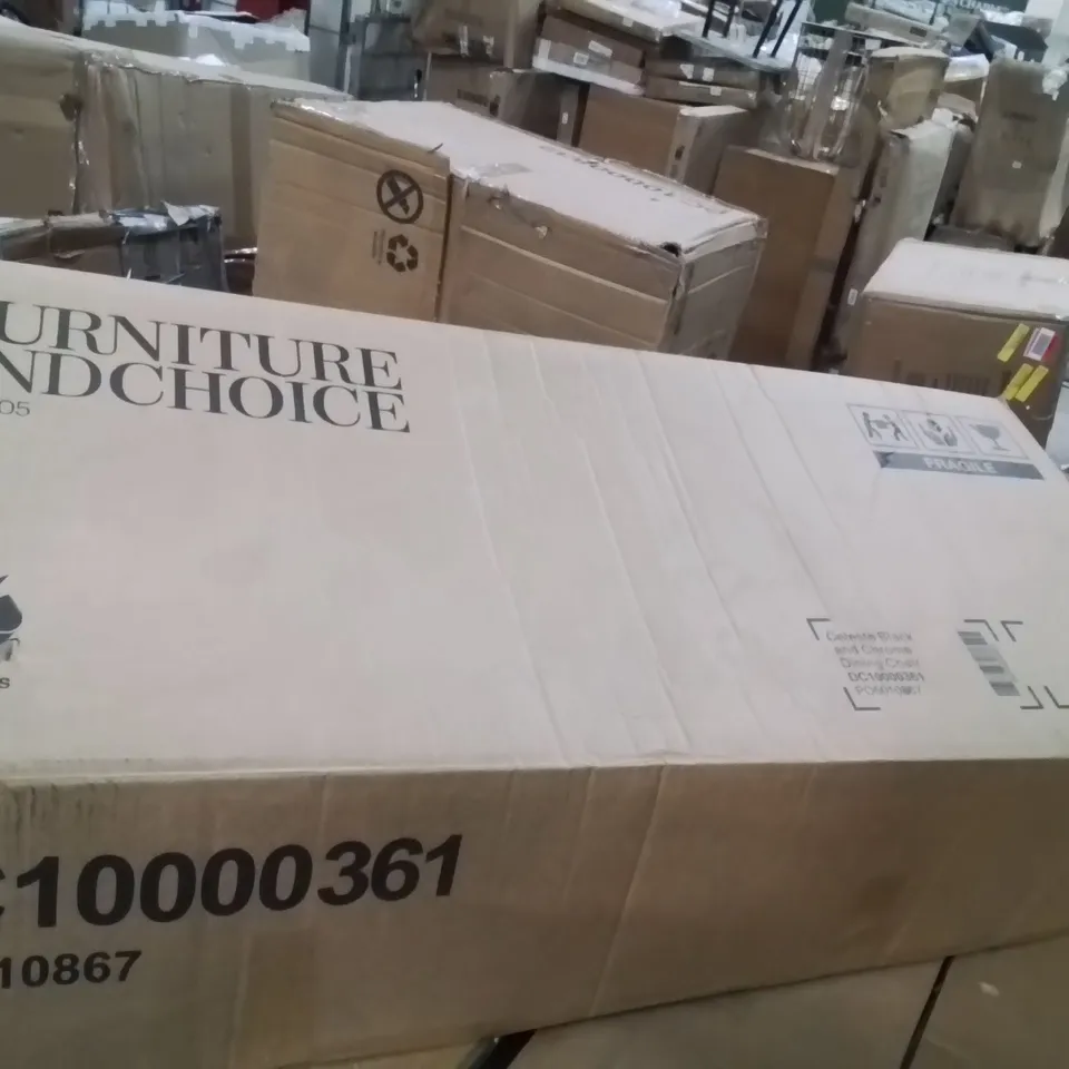 BOXED CELESTE DINING CHAIR, BLACK CLASSIC FAUX LEATHER & CHROME (1 BOX)