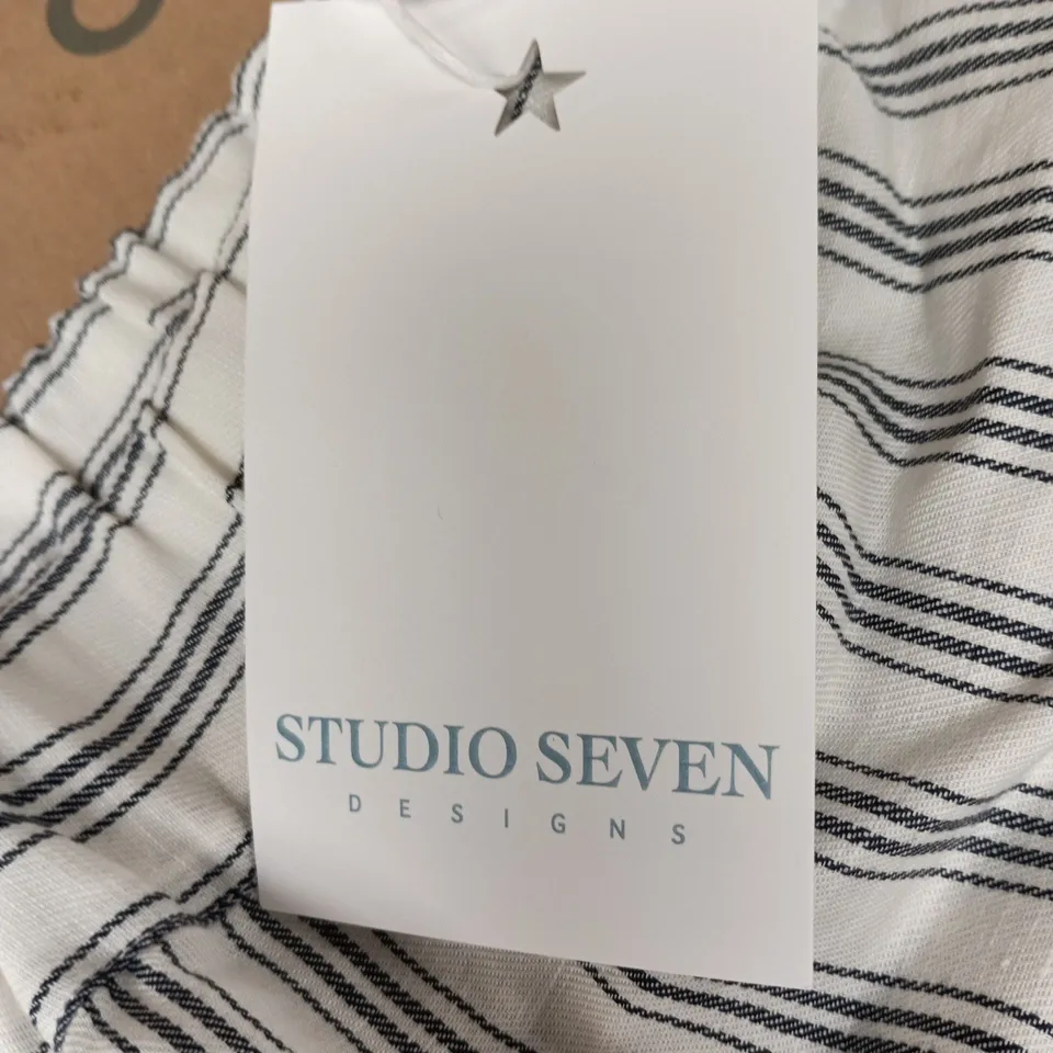 STUDIO SEVEN DESIGNS STRIPED COTTON DRAWSTRING TROUSERS 