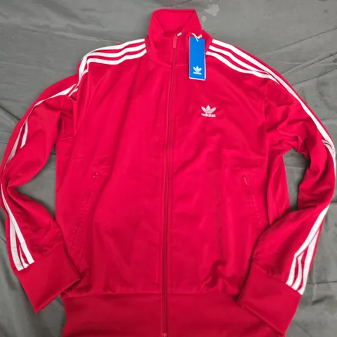 ADIDAS ORIGINALS RED TRACK JACKET WITH WHITE 3-STRIPES, UK SIZE S