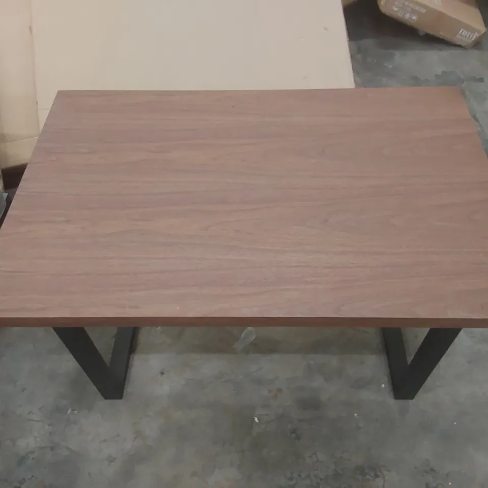 DESIGNER WOODEN DINING TABLE WITH METAL BASE