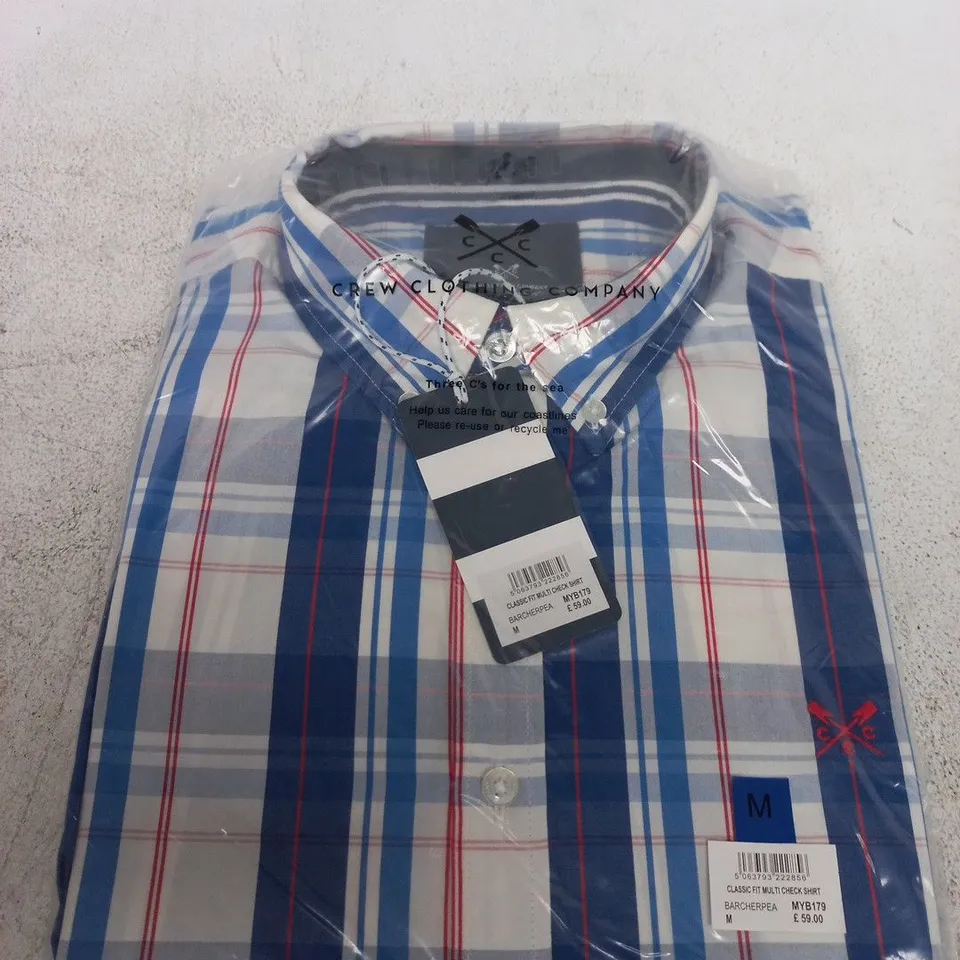 CREW CLOTHING COMPANY MEN'S CLASSIC FIT MULTI-CHECK SHIRT – BLUE/WHITE, UK M