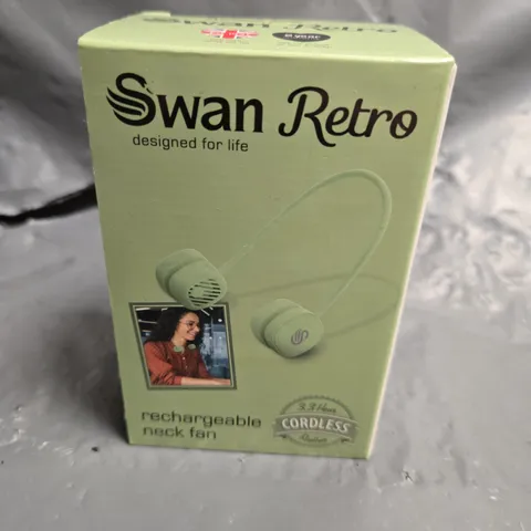 SWAN RETRO RECHARGEABLE NECK FAN – CORDLESS, 1000MAH, 3.3H RUNTIME (BOXED)