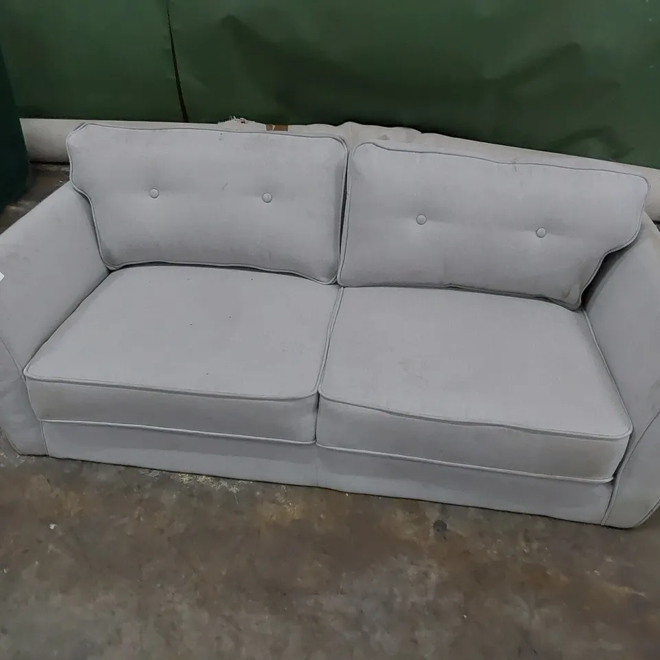 DESIGNER TWO SEATER SOFA LIGHT GREY FABRIC 