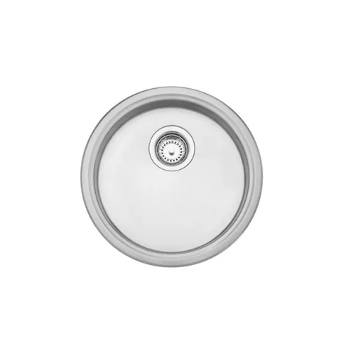 BOXED LEISURE ROUND INSET 1.0 BOWL STAINLESS STEEL DRAINER FOR KITCHEN SINK WITH WASTE KIT 450MM L X 450MM W - SATIN