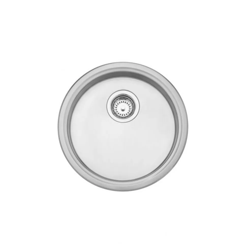 BOXED LEISURE ROUND INSET 1.0 BOWL STAINLESS STEEL DRAINER FOR KITCHEN SINK WITH WASTE KIT 450MM L X 450MM W - SATIN