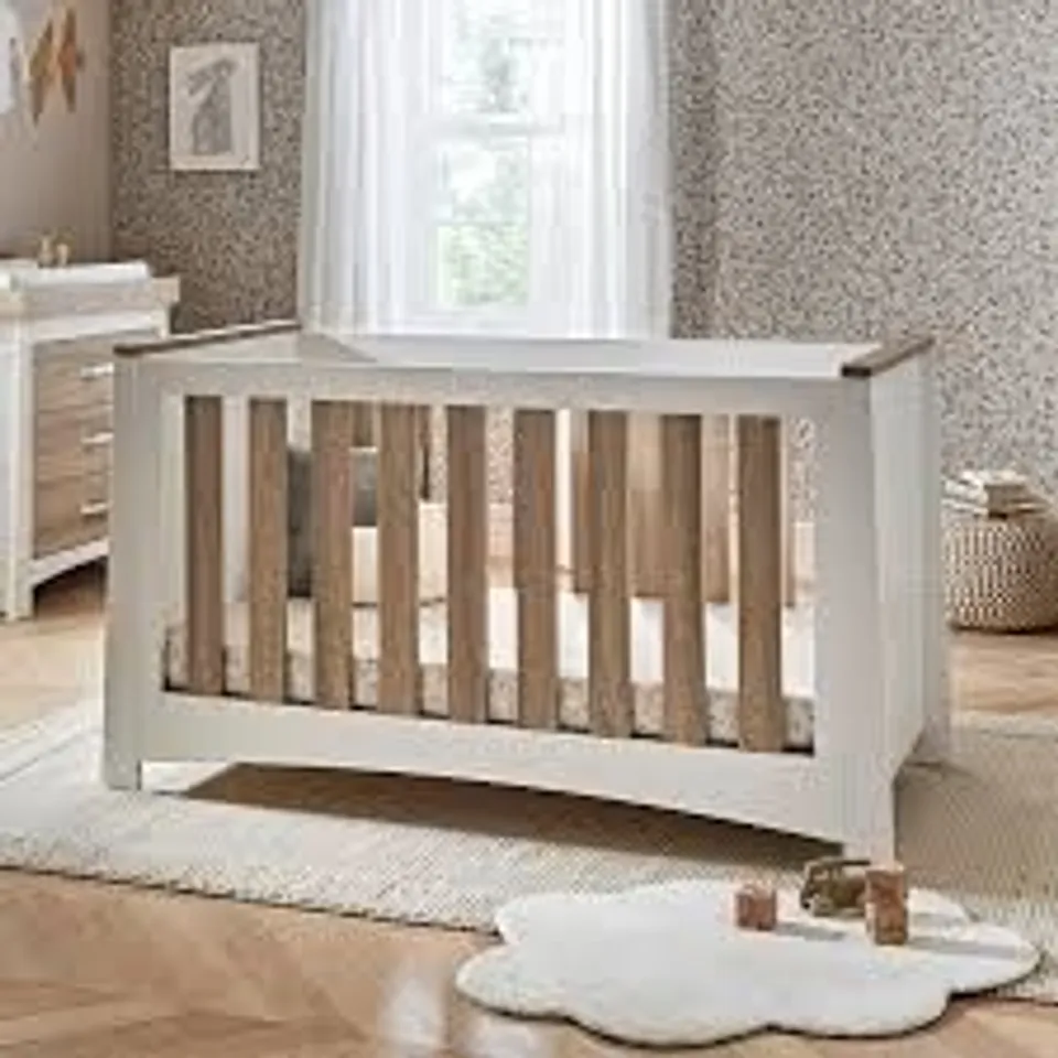 BOXED CUDDLE CO. ADA COT BED - WHITE/ASH (2 BOXES)