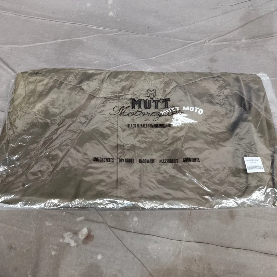 BAGGED MUTT MOTORCYCLES WILD & FREE JACKET IN OLIVE - LARGE