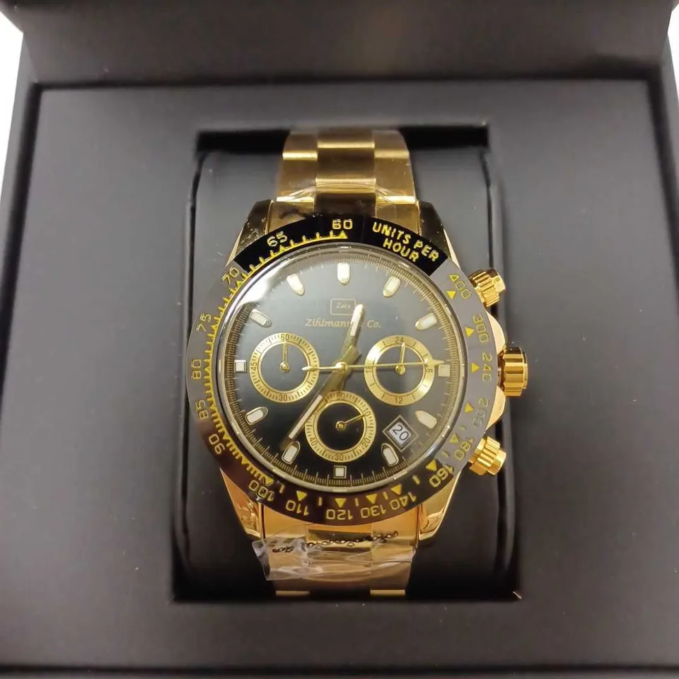ZIHLMANN & CO BLACK TRIPLE DIAL BRACELET STRAP WRISTWATCH