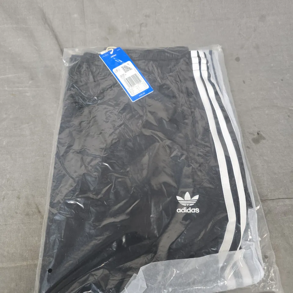 ADIDAS BLACK TRACK PANTS WITH WHITE STRIPES – SIZE SMALL