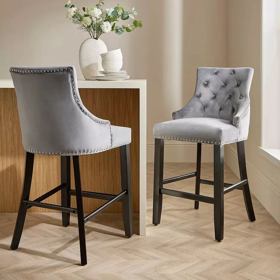 WARWICK VELVET BAR STOOL PAIR